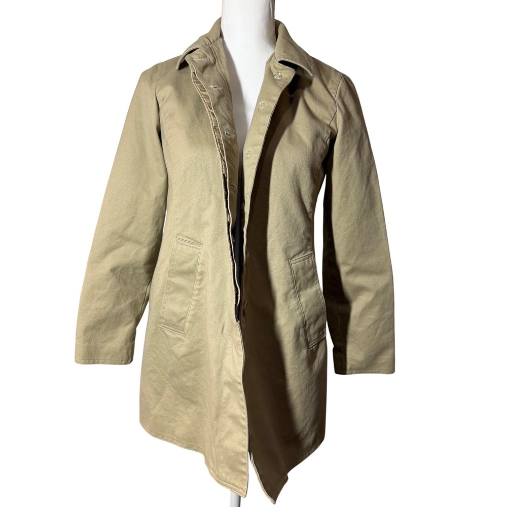 GAP Classic Cotton Coat Trench Size S Khaki Tan Excellent Condition